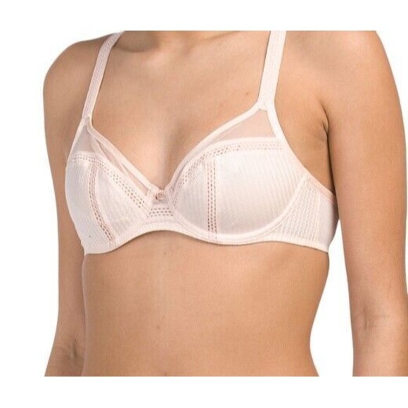 Chantelle Womens Bra sz 40F / 40DDD Pink Pearl Chic Essential Underwire Soft Cup - Picture 2 of 11